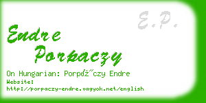 endre porpaczy business card